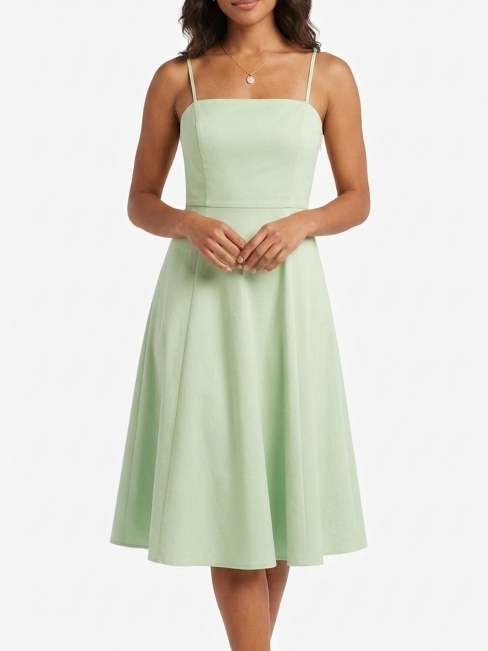 Ann Taylor Women's Light Green A-Line Midi Dress Silk Blend 10